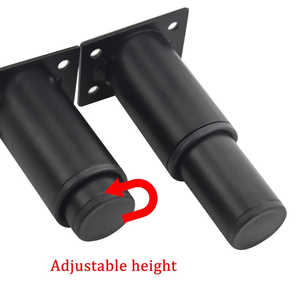 XINMEIWEN 4Pack Metal Adjustable Furniture Legs Cabinet Foot Legs Heavy Duty Bed Center Frame Slat Support Leg for Table Bed Sofa (3’’/80mm-4.7’’/120mm, Black)