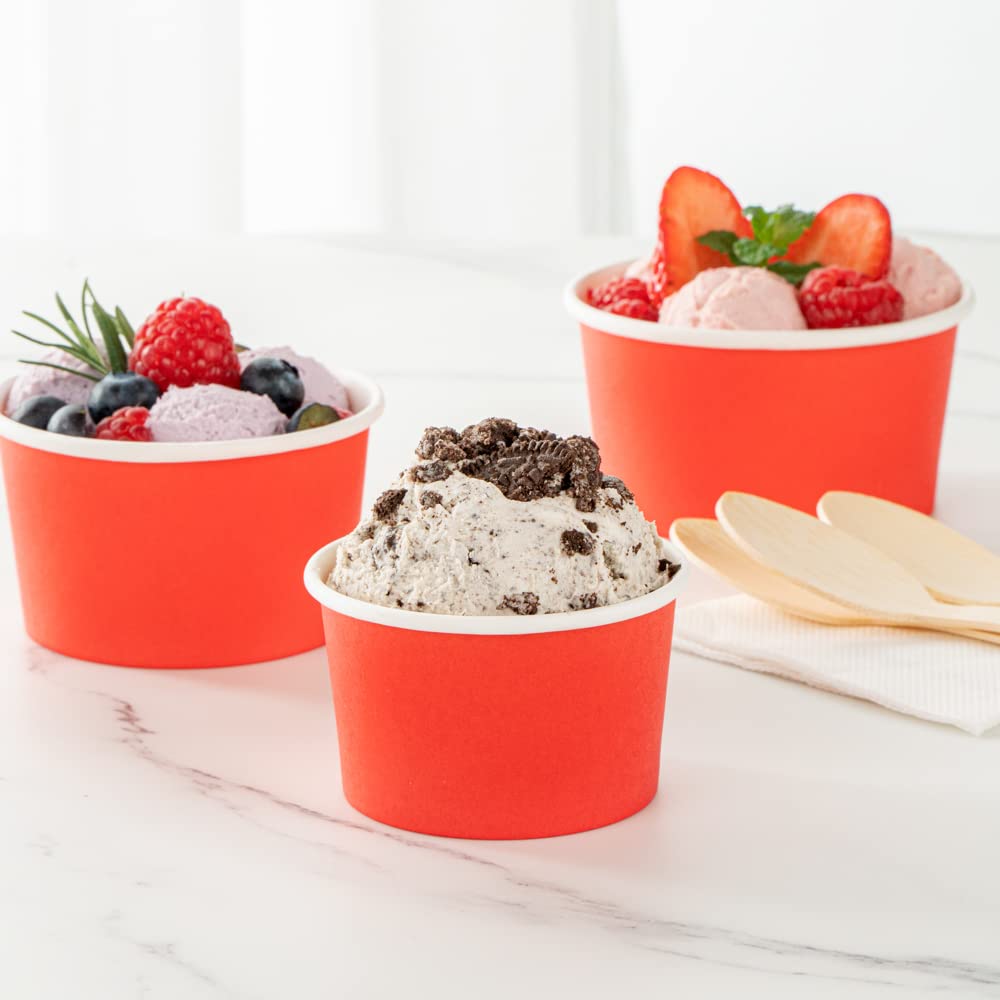 Restaurantware Red 50 Count to Go Cup Disposable 3 x 3 x 1.8 Inches Paper Mini Cup Grease-Resistant Cup Recyclable Durable Design