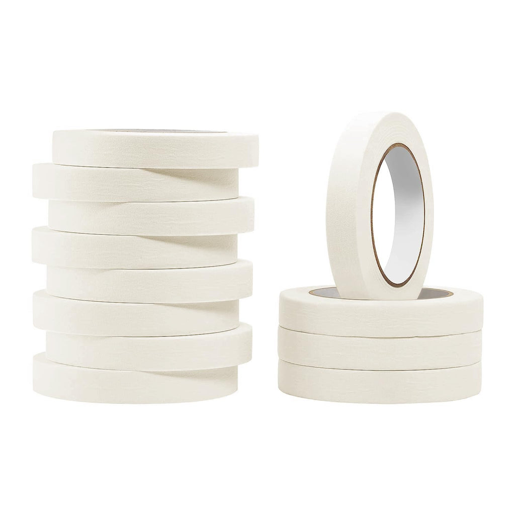 HEYSTYLE Masking Tape 1/2 Inch x 55 Yards (12.5mm x 50m) - 12 Rolls, No Residue Beige White Painters Tape, Craft Tape, Strong Adhesive Decorative Tape for Painting, DIY, Arts, Crafts, Labeling