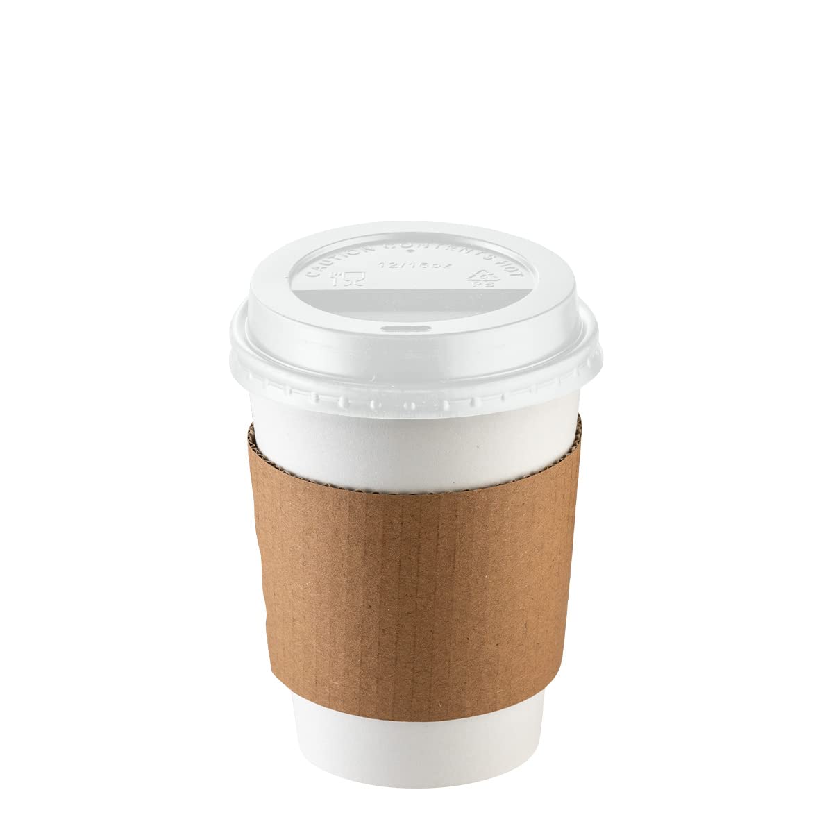 Gusto [50 Sets] 12 oz. Disposable White Paper Coffee Cups with White Lids, Sleeves - to Go Paper Hot Cups- Formerly Comfy Package
