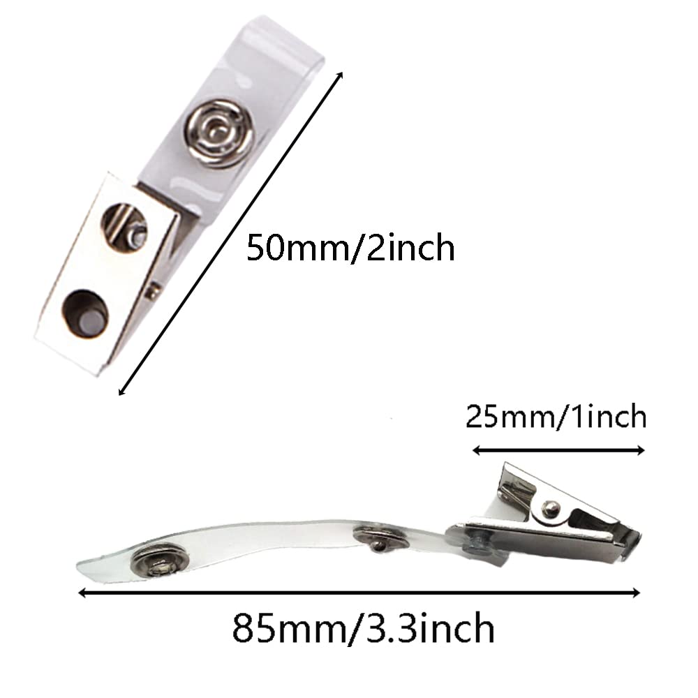 150 Pcs Metal Badge Holder Clips with Clear PVC Straps Tag Clip for Id Cards Name Tags Card Holders Work Badges Nurse Accessories