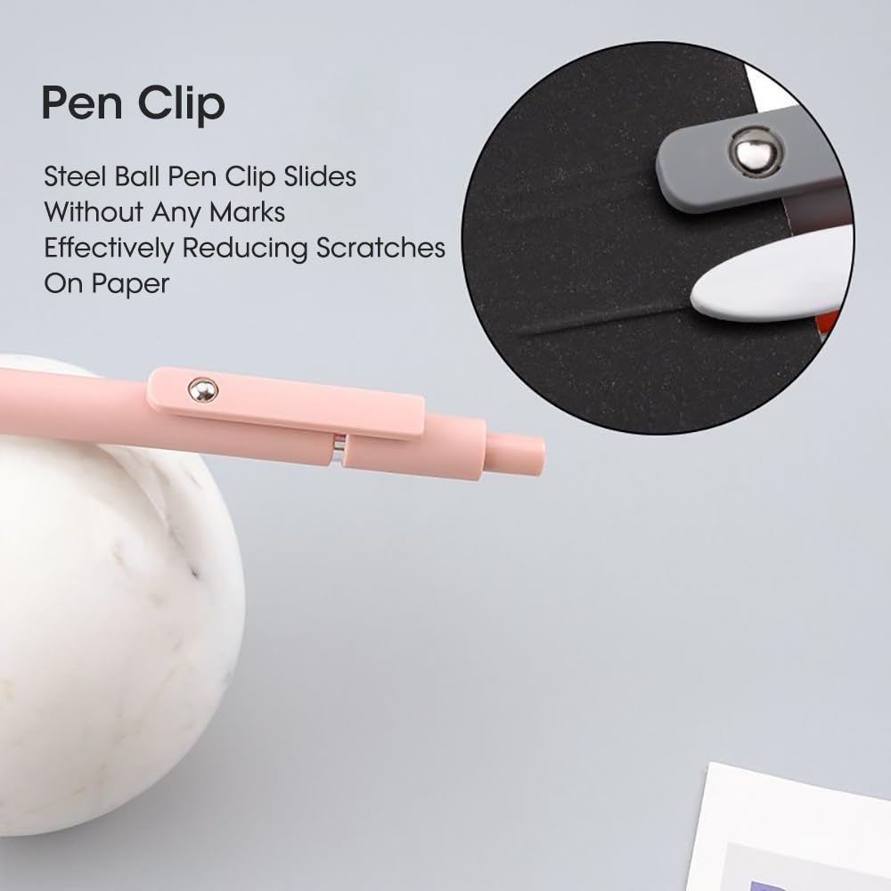 FIOVER 10pcs Gel Pens Quick Dry Ink Pens Fine Point Premium Retractable Rolling Ball Gel Pens Black Ink Smooth Writing for School Office Home (10pcs Morandi)