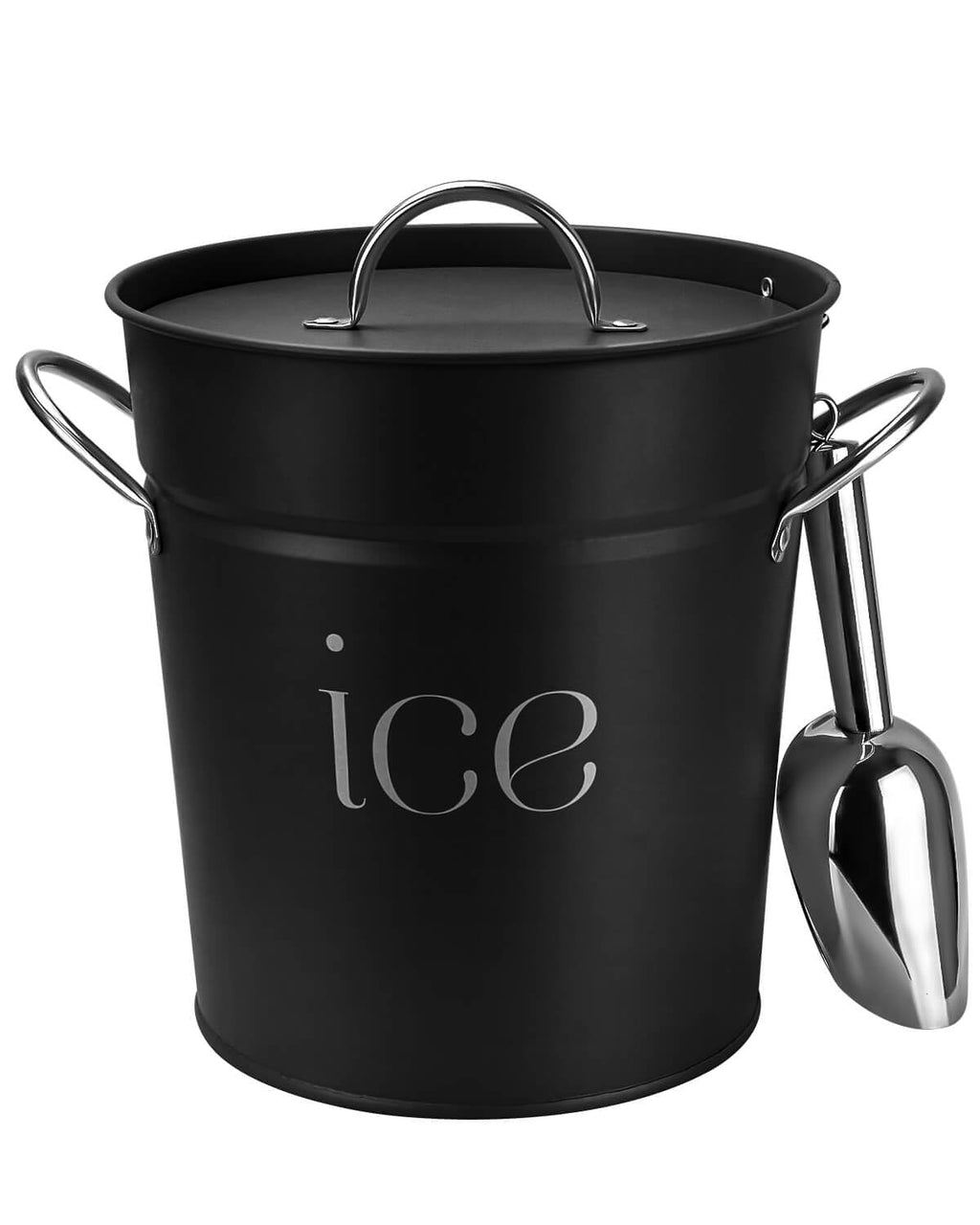 3Qt Black Galvanized Ice Bucket with Lid, Scoop & Handles - Ideal for Cocktails, Parties, BBQs, Wine & Champagne. Double-Layer Insulated Outer & Galvanized Inner Layer, Perfect for Home & Outdoor Use