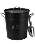 3Qt Black Galvanized Ice Bucket with Lid, Scoop & Handles - Ideal for Cocktails, Parties, BBQs, Wine & Champagne. Double-Layer Insulated Outer & Galvanized Inner Layer, Perfect for Home & Outdoor Use