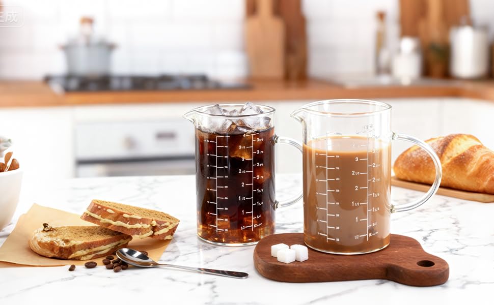 NCnnwovf 1000ml Glass Measuring Cup with Handle,V-Shaped Spout Measuring Cups for Kitchen,Restaurant