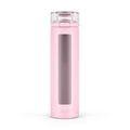 Ello Syndicate 20oz Reusable Glass Water Bottle with One-Touch Leak Proof Flip Lid, Protective Non-Slip Silicone Sleeve, Carry Loop for Coffee, Tea and Water, BPA-free, Dishwasher Safe, Cashmere Pink