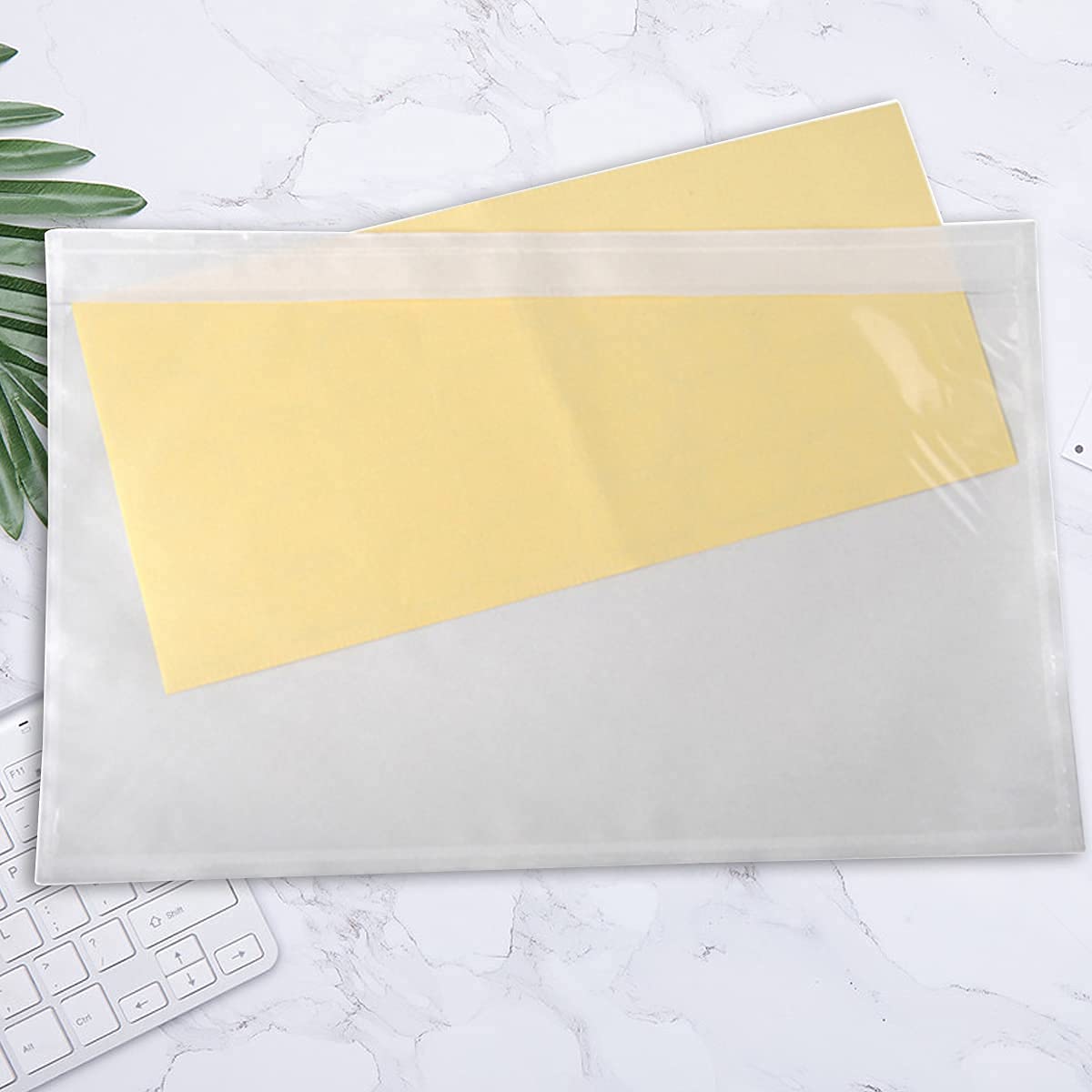 LabelMore 200 pcs 6" x 9" Clear Plastic Adhesive Packing List Mailing Shipping Label Pouch Return Label Documents Keeps Paper Safe While Shipping