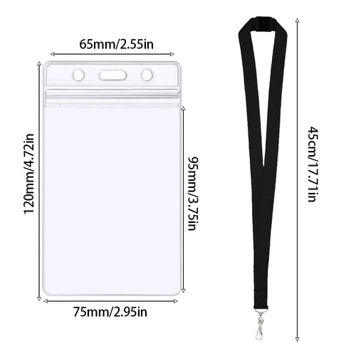 30 Pack Breakaway Lanyards Polyester Neck Straps with 30 Pack Waterproof Badge Holders Name Tag for ID Cards Events Office and Schools (30, Black)