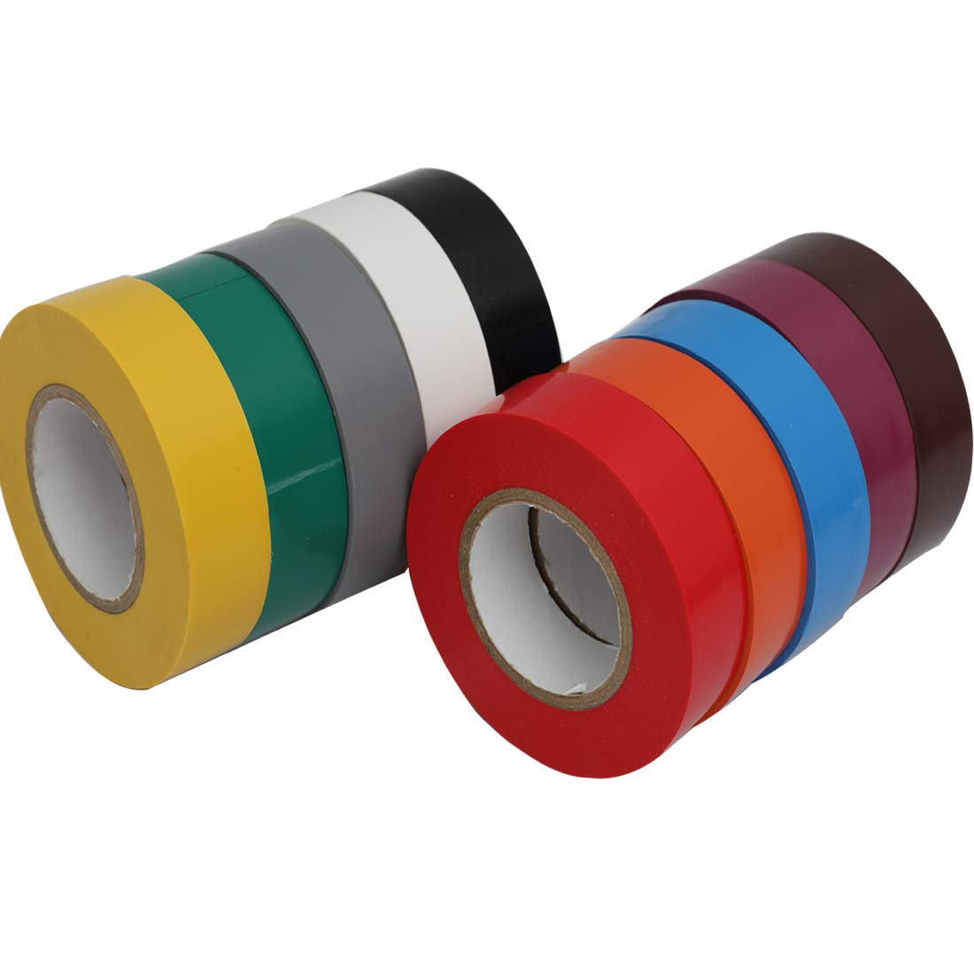 WELSTIK 10 Pack Rainbow Colorful Electrical Tape 3/4" x 66',Waterproof, Flame Retardant, Strong Vinyl Rubber Based Adhesive - Suitable for Use at No More Than 600V
