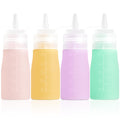 Mrsdry 12oz Condiment Squeeze Bottles, 4 Pack BPA Free Silicone Squeeze Bottles for Sauce, Leak Proof Squirt Bottle Oil Container Dispenser, Easy Squeeze for Ketchup,Oil, Grilling, Salad Dressing