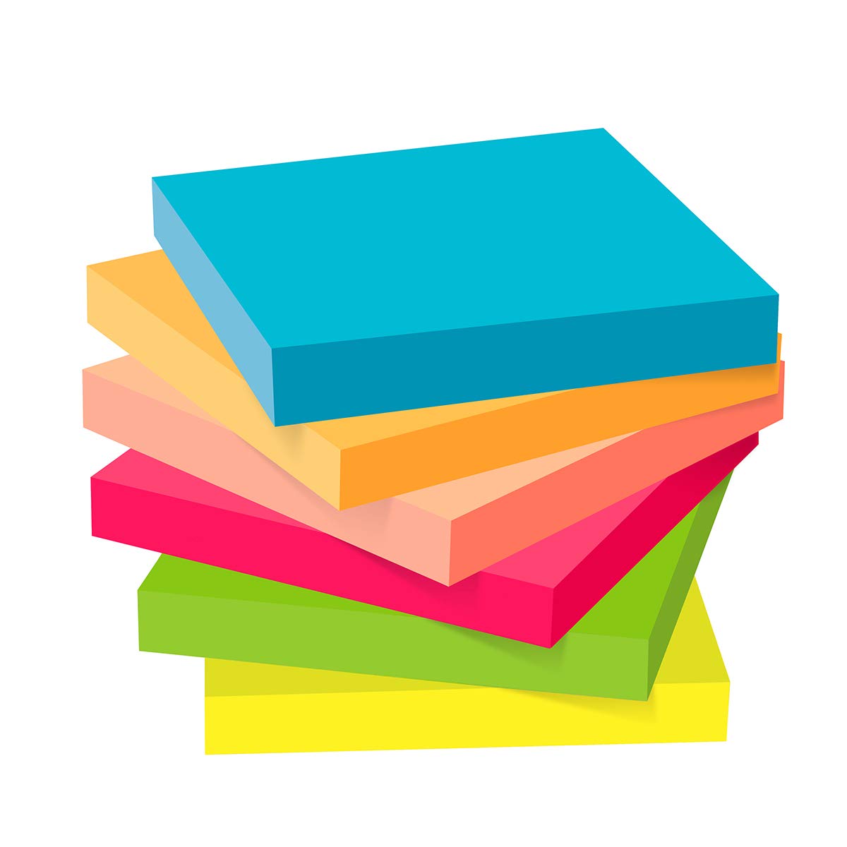 (24 Pack) ZCZN Sticky Notes 3x3 Inches, 2400 Sheets 6 Bright Color Self-Stick Note Pads, Easy to Post for Office, Home, Meeting, School