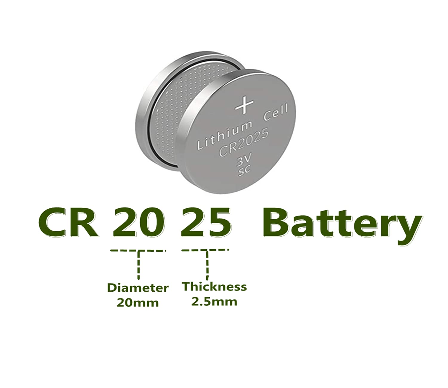 KaPonsec 50Packs 3V CR2025 Lithium Battery