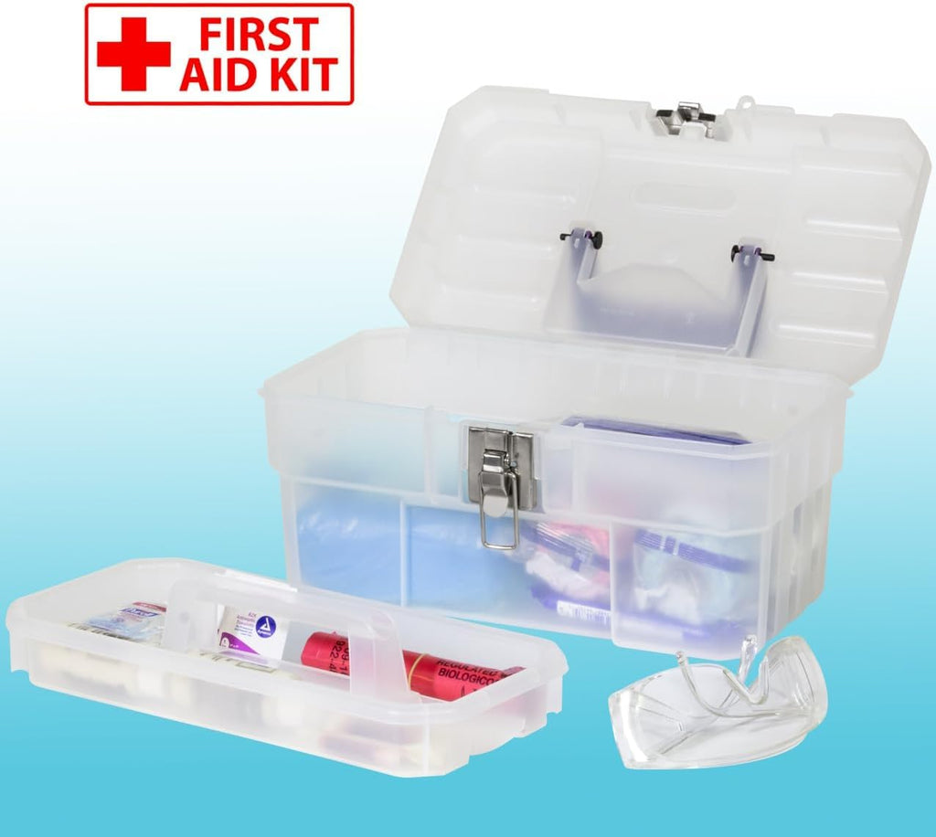 Akro-Mils 09514CFT ProBox 14-Inch Plastic Art Supply, Craft or Medical Storage Toolbox with Removable Tray, (14-Inch x 8-Inch x 8-Inch), Clear