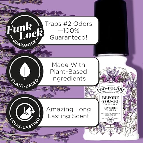 Poo-Pourri Lavender Vanilla Scent Before-You-Go Toilet Spray 4 oz Bottle, 4 Fl Oz, 4 Fl Oz