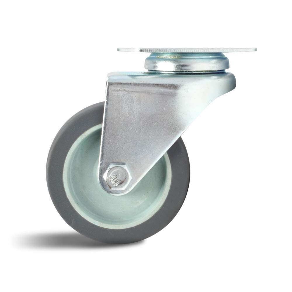12 Pack 2 Inch Swivel Caster Wheels, TPR Rubber Caster Wheels, No Floor Marks Quiet Cater Rolls, Top Plate Casters with No Brake, Load Capacity 660lbs