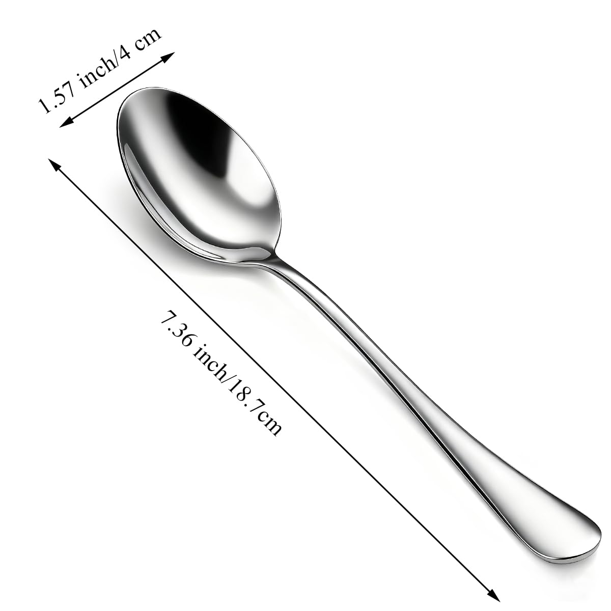 Berglander Dinner Spoons Set 24pcs, 18.7cm Food Grade Stainless Steel Silverware Soup Spoon Tablespoon for Home, Hotels or Restaurant Mirror Polished, Dishwasher Safe