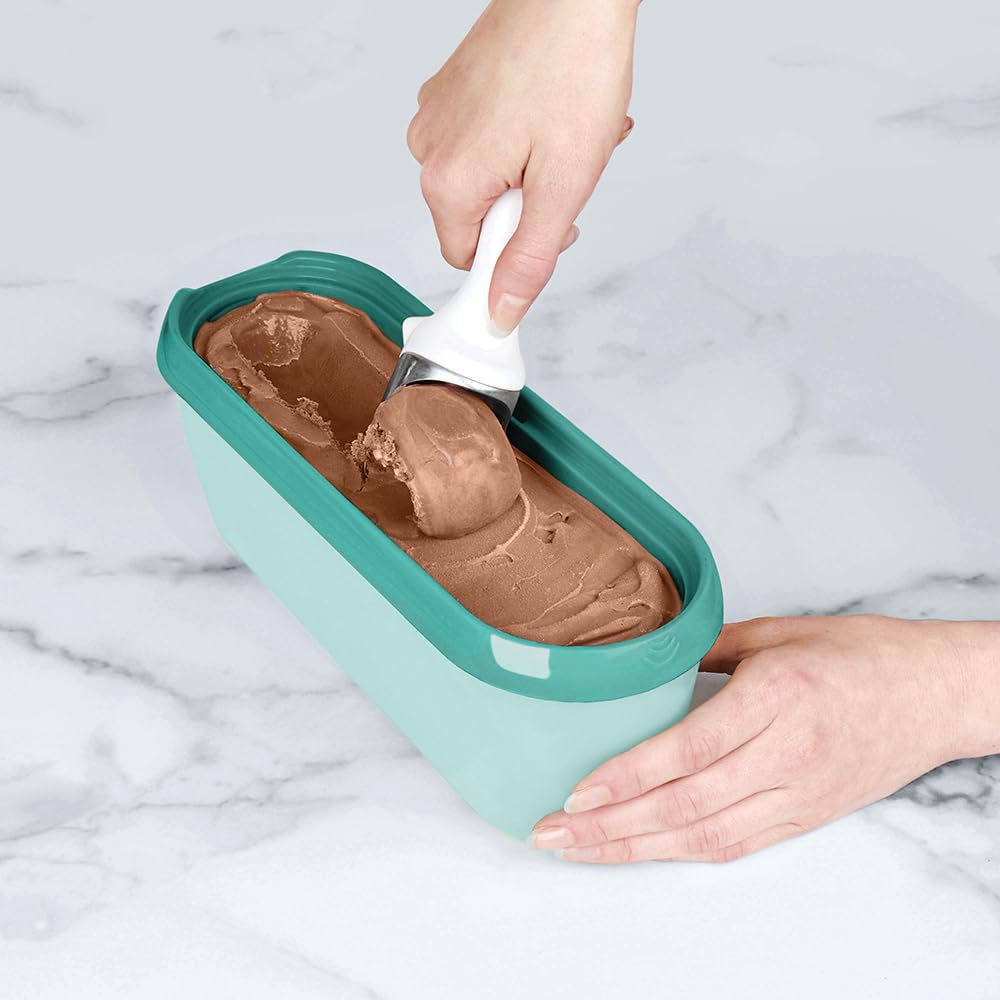 Tovolo Glide-A-Scoop Reusable Ice Cream Tub, Tropical Breeze – Airtight BPA-Free Ice Cream Container for Homemade Ice Cream, Compact Freezer Storage, Dishwasher Safe (1.5 Quart)