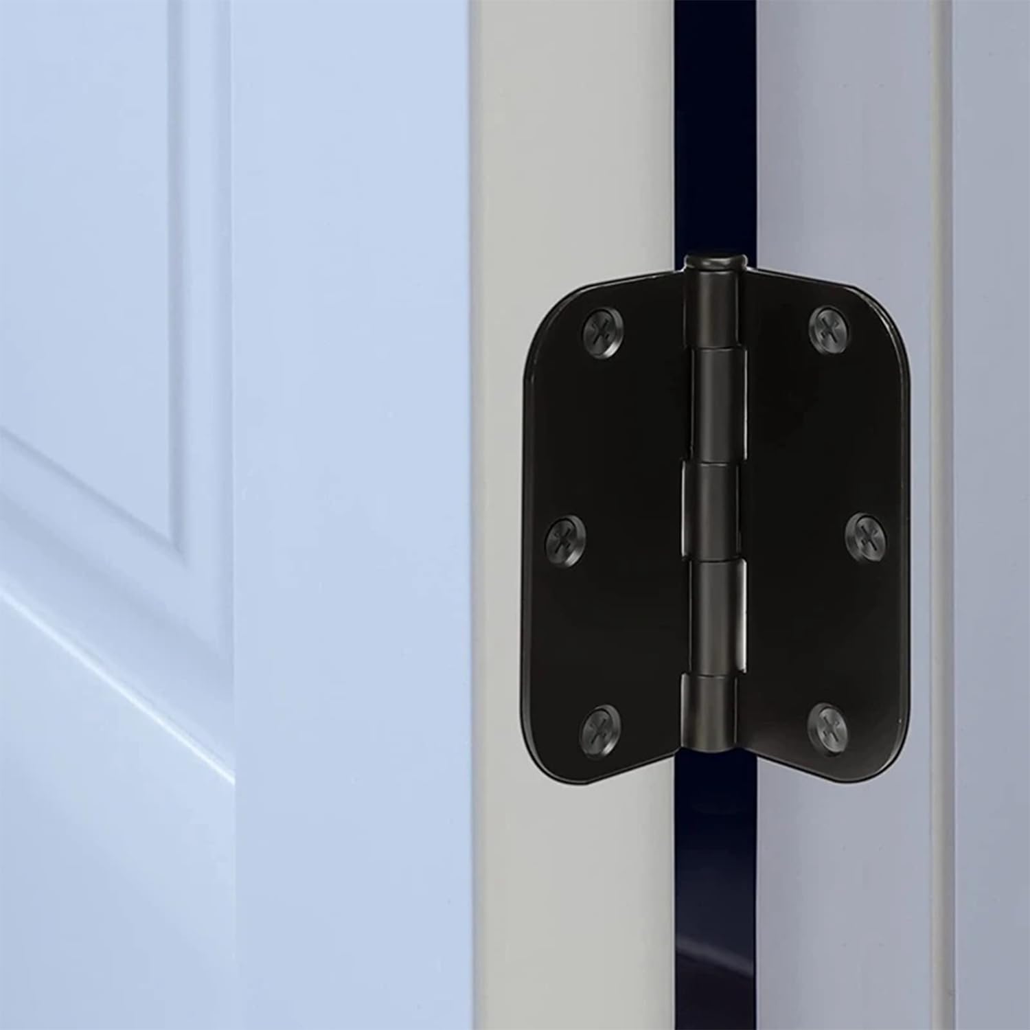 FANMAOUS 6 Pack Matte Black Door Hinges 3 Inch Interior and Exterior Door Hinges with 5/8" Radius Corners for Interior Door/Residential Use