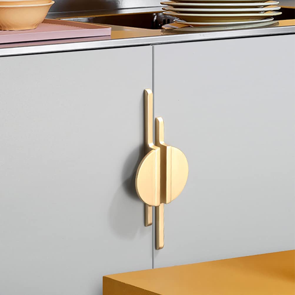 Myxekllo Gold Drawer Pulls Half Moon Drawer Pulls, Brushed Gold Cabinet Pull Handles for Kitchen Cabinet Cupboard Dresser, Hole spacing 2.5 inches 2 Pack