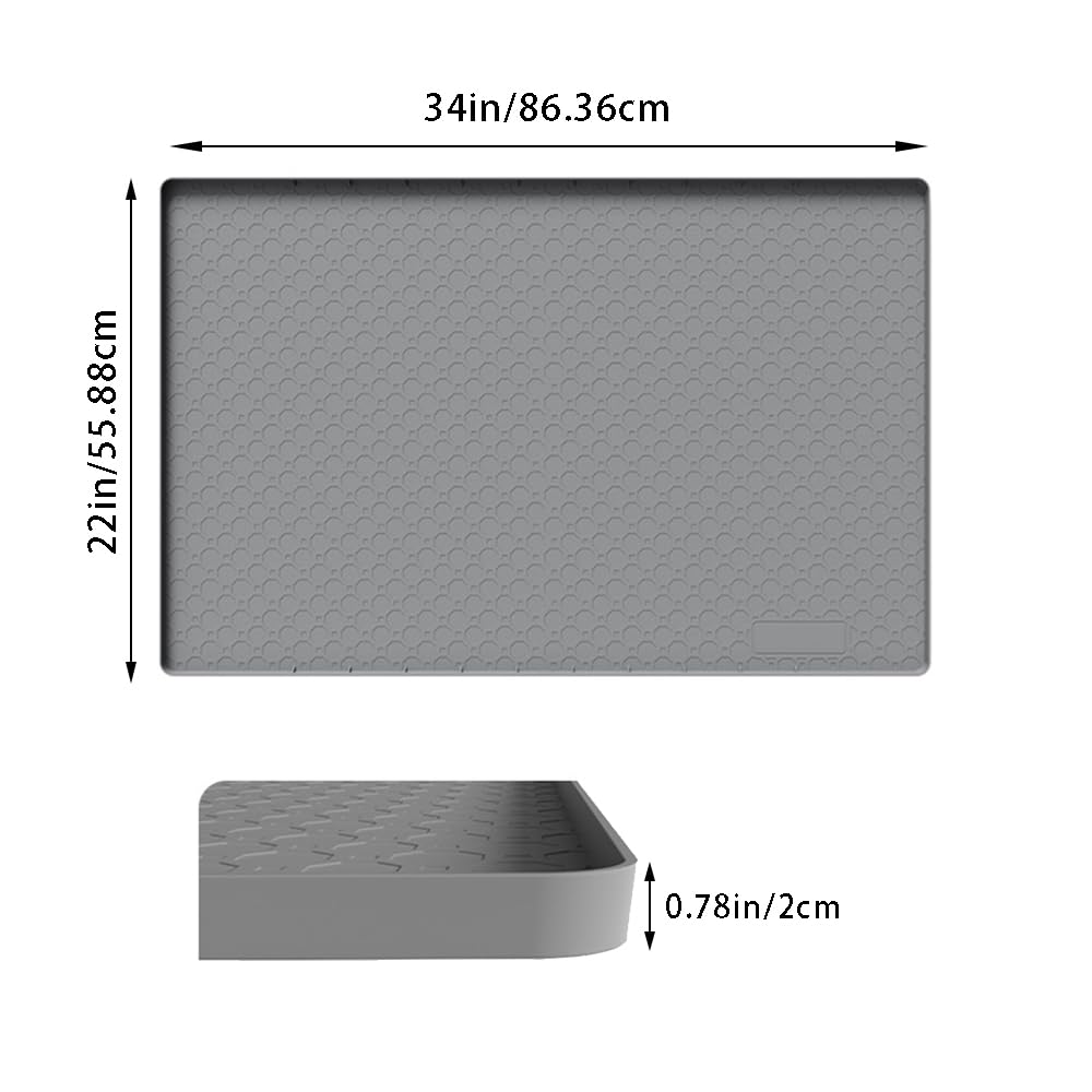 34"x22" Under Sink Mat Waterproof Silicone Protector with Raised Edges Anti-Slip Cabinet Liner for Kitchen Bathroom Leakproof Drip Tray Organize Cleaning Supplies Mat Mats Tray Liner