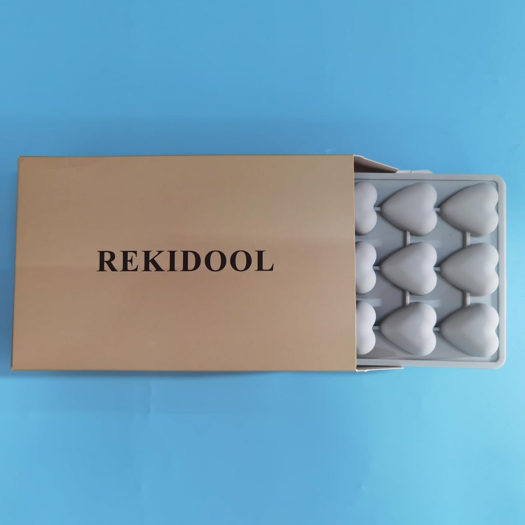 REKIDOOL 3 Pieces Candy and Chocolate Silicone Molds Set Non-Stick Including Heart, Round, Square Baking Mold for Hard Candy, Gummy, Hot Caramel, Ice, Cake, Jello, Ganache (Blue)