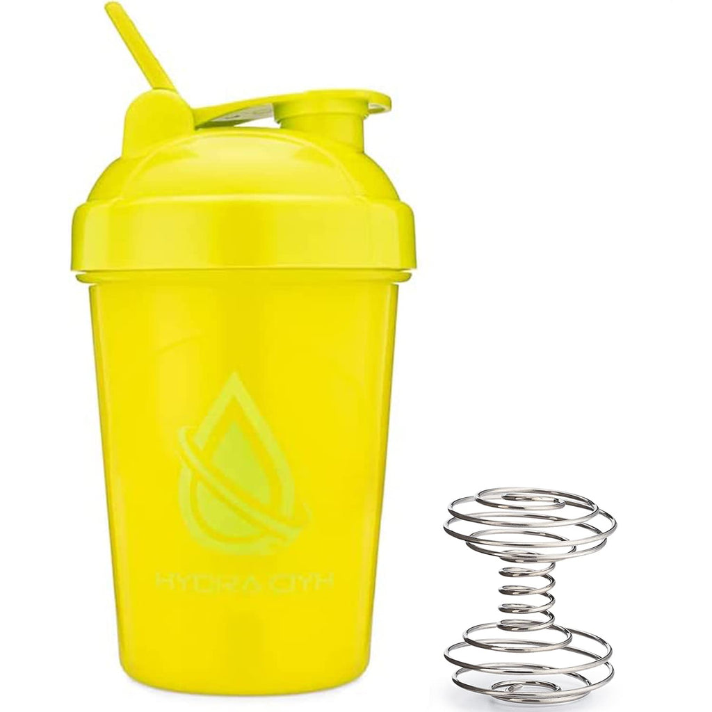 Hydra Cup - [4 Pack] 20-Ounce Shaker Bottle with Wire Whisk Balls, Max Value Protein Blenders, By Hydra Cup (Yellow, Blue, GITD, Red)
