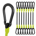 190 lbs Heavy Duty Bungee Cords with Carabiner Hooks, Lucky Straps 12-Inch Short Elastic Straps with Clips for Cargo Tie Down, Truck, Luggage Rack, Cart, Bike, Camping, Black/Yellow, 8-Pack