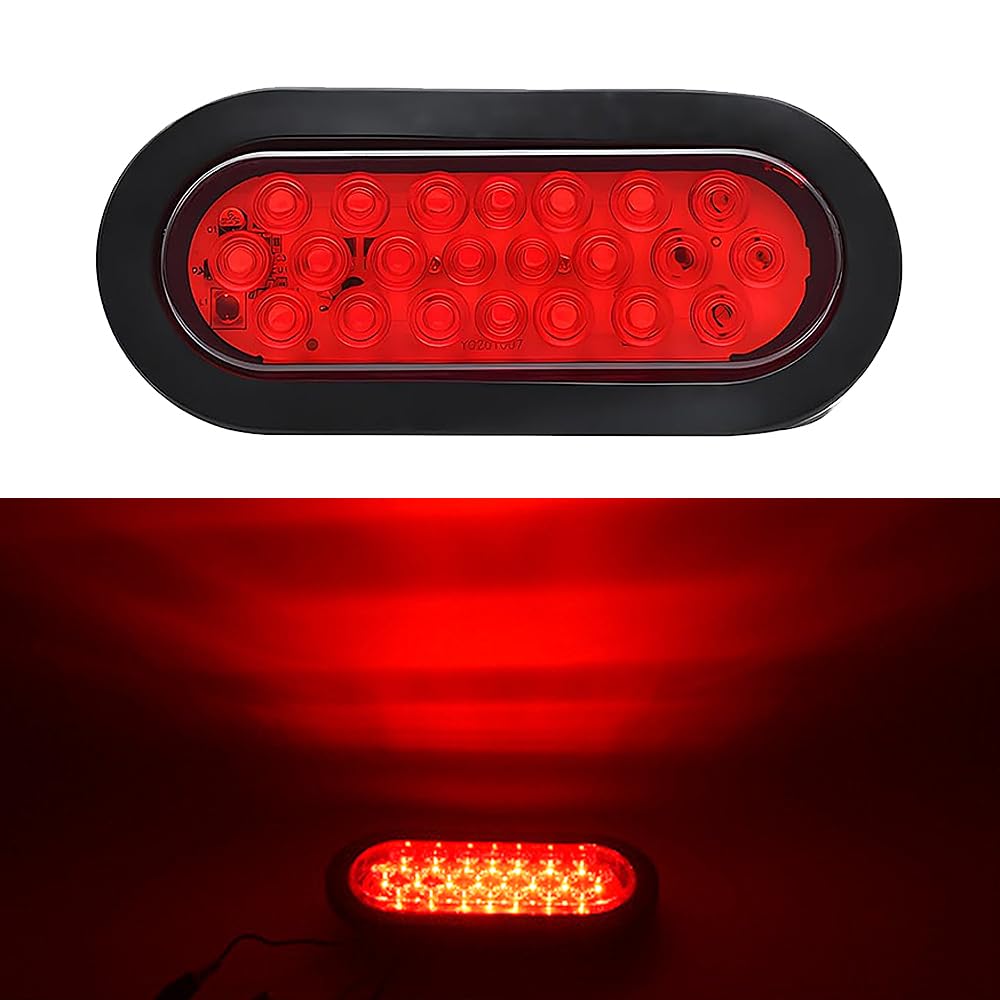 Yanchaofeiauto 6" Oval Red LED Trailer Lights Kit 2PCS 22 LEDS IP68 Waterproof Stop/Turn/Brake Tail Lights Compatible with Truck RV Boat Bus Lorry Camper Van Caravan