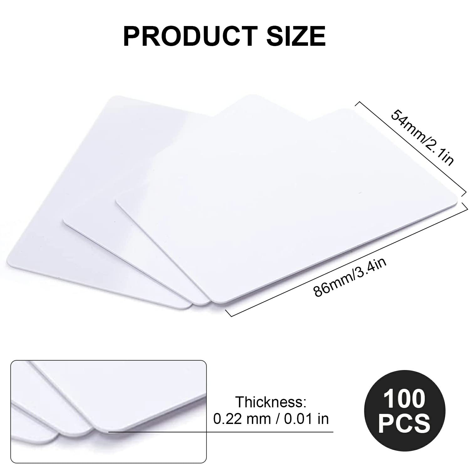 MEISO 100pcs White Double-Side Sublimation Metal Business Cards