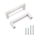 Gobrico 10 Pack Brushed Nickel Cabinet Handles 3-3/4" Cabinet Pulls, Kitchen Cabinet Handles Square Drawer Pulls Hole Centers 96mm, Stainless Steel Cabinet Handles Bathroom Drawer Pulls