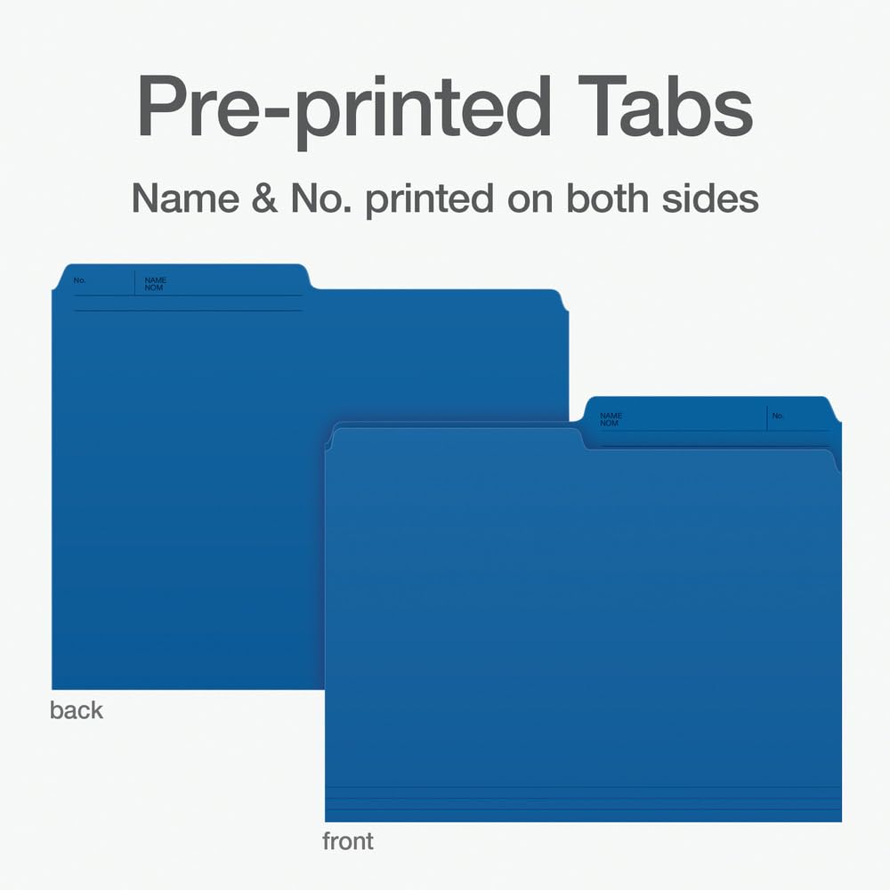 Pendaflex File Folders, Blue Colour File Organizers, 1/2 Cut Tab, Letter Size, Durable Paper Stock, 100/Box, Ideal for Office, Home, and School Filing Needs