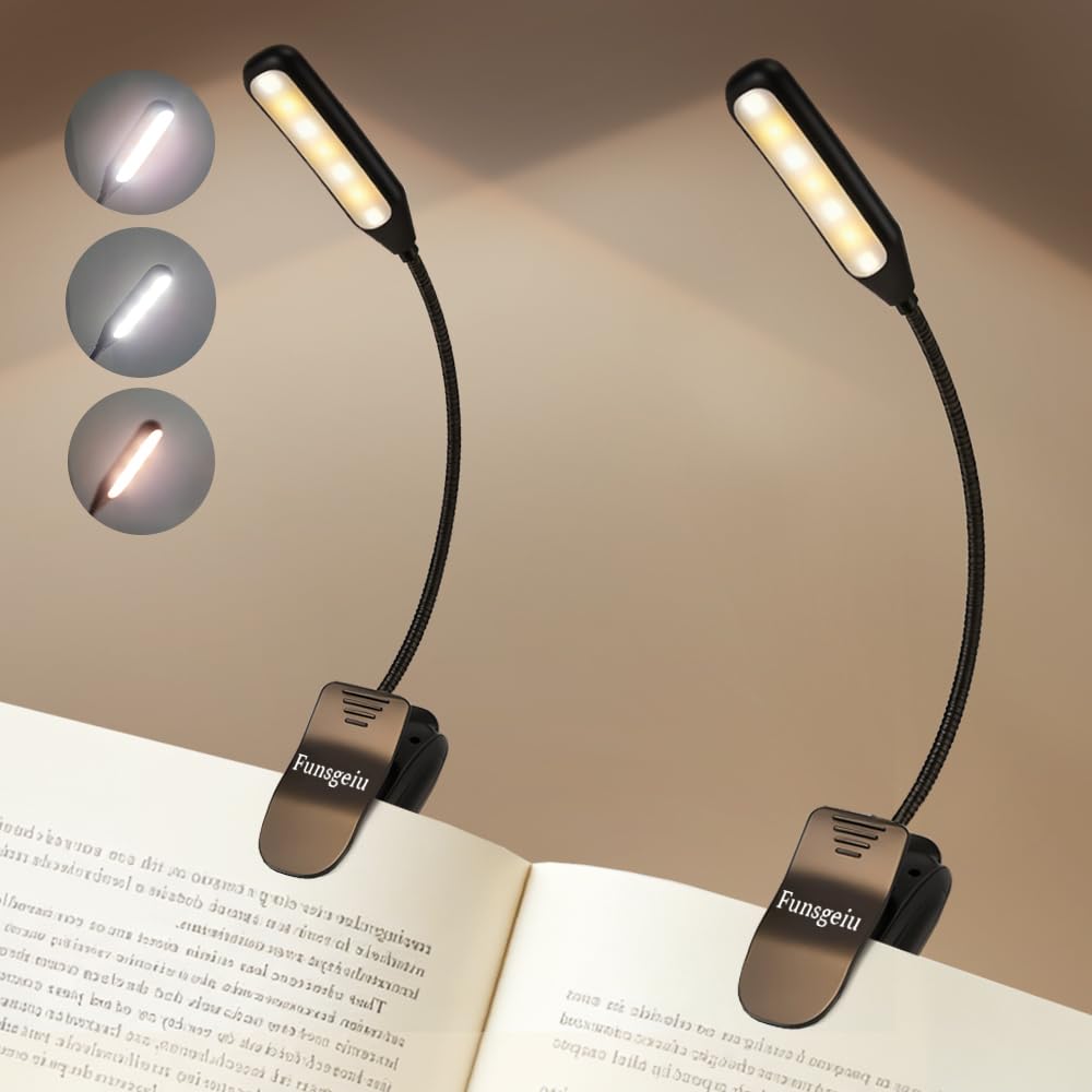 Book Light 2 Pack, Rechargeable 7 LED 9 Modes Reading Light, Eye-Care Clip On Book Reading Light for Reading in Bed, Bookworms, Kids, eReaders