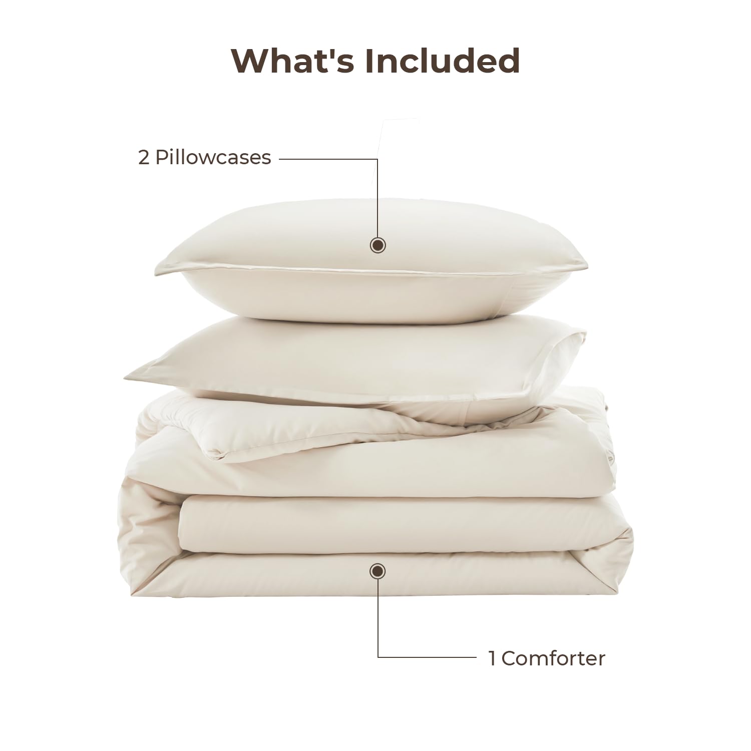 Litanika Queen Comforter Set Beige, 3 Pieces Lightweight Fluffy Solid Bedding Comforter Set, Down Alternative Comforter All Season Bed Set Gift Choice