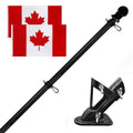 OYYQ 5FT Flag Pole Kit with 2 Pack 3x5FT Canada Flag, Professional Stainless Steel Flag Pole for House Garden, Residential or Commercial Flag Pole with Two-Position Bracket (Black)
