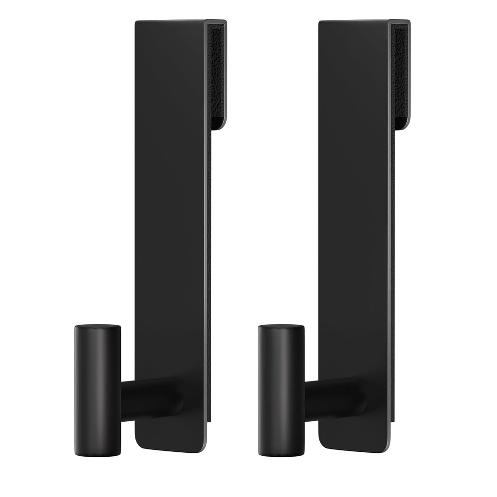 PMMASTO Shower Door Hooks, (7.5 Inch) Extended Over Door Hooks for Bathroom Frameless Glass, Stainless Steel Bath Towel Hooks, Heavy Duty Towel Hanger Rack (Black 2 Pack)