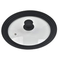 TIMESETL Universal Lid for Pots, Pans and Skillets, Anti Scalding Tempered Pot Lid with Heat Resistant Silicone Rim Fits Sizes 24/26/28cm Diameter Cookware, Black