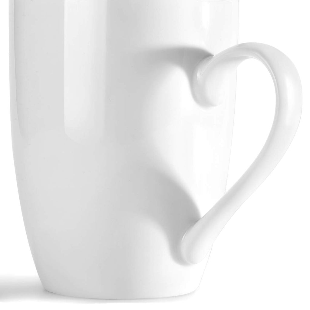 MIWARE 11 Ounce Porcelain Mugs, Set of 6, Tea and Coffee Mug Set, Ivory White