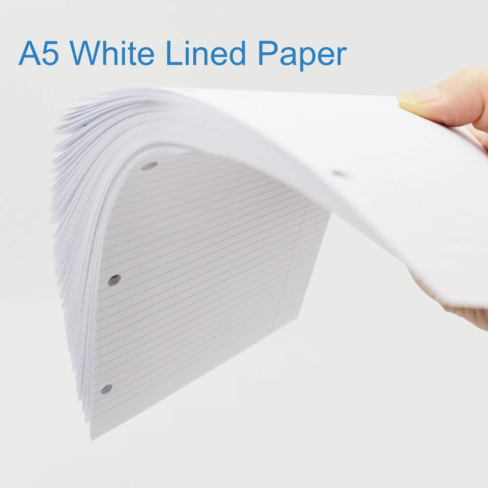 (3-Pack) A5 Filler Paper, 3 Hole Planner Refills, Organizer, Loose-Leaf Binder Paper, Total 300 Sheets/600 Pages, Lined, 100gsm, White, 5.8 x 8.2 Inch