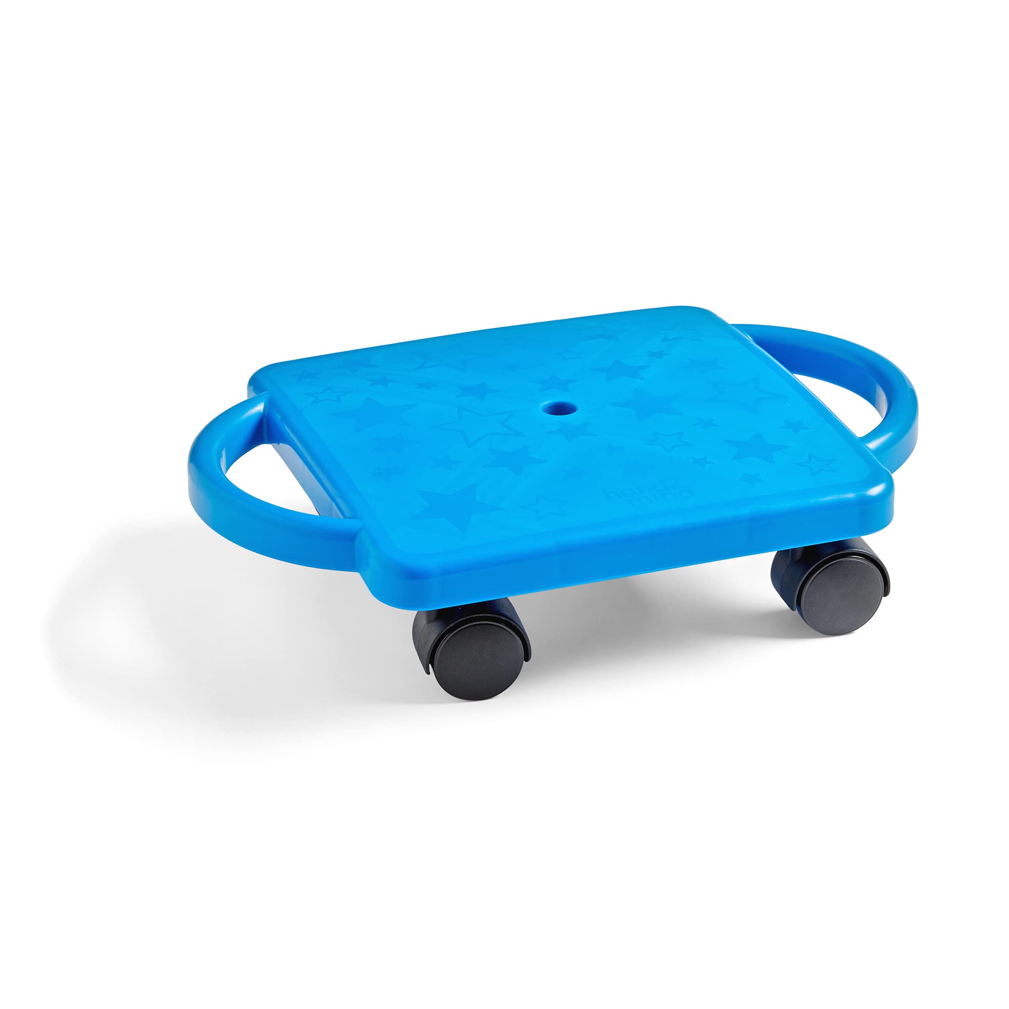 hand2mind Blue Indoor Scooter Board with Safety Handles for Kids Ages 6-12, Plastic Floor Scooter Board with Rollers, Physical Education for Home, Homeschool Supplies (Pack of 1)