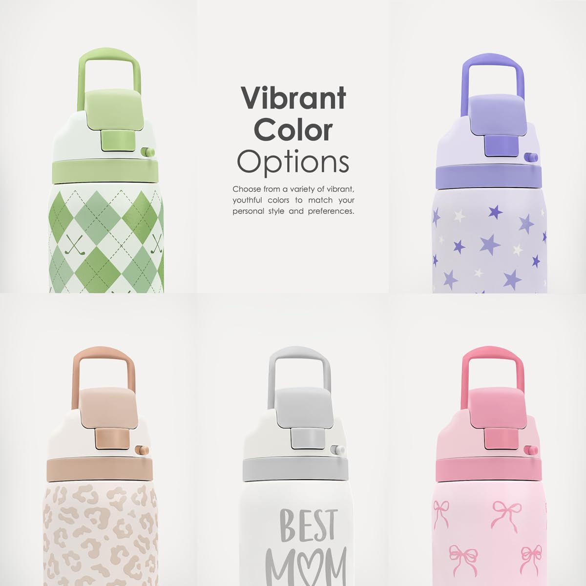 Leopard Print Insulated Stainless Steel Water Bottle with Straw for Sports and Travel, 32oz, Gifts for Women Girls Friends Teens Birthday Christmas (Beige)