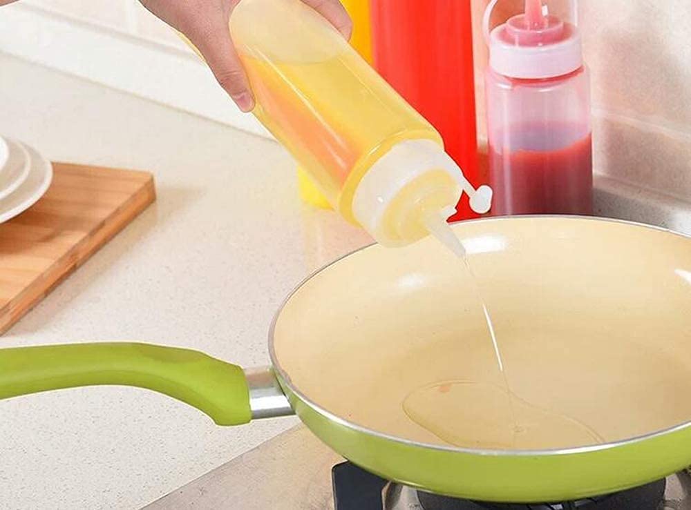 12 pack 8 Oz Plastic Squeeze Squirt ketchup bottle Condiment Bottles with Twist On Cap Lids and Discrete Measurements - For for Sauce Ketchup BBQ Dressing Workshop, Pancake Art Dispenser and More
