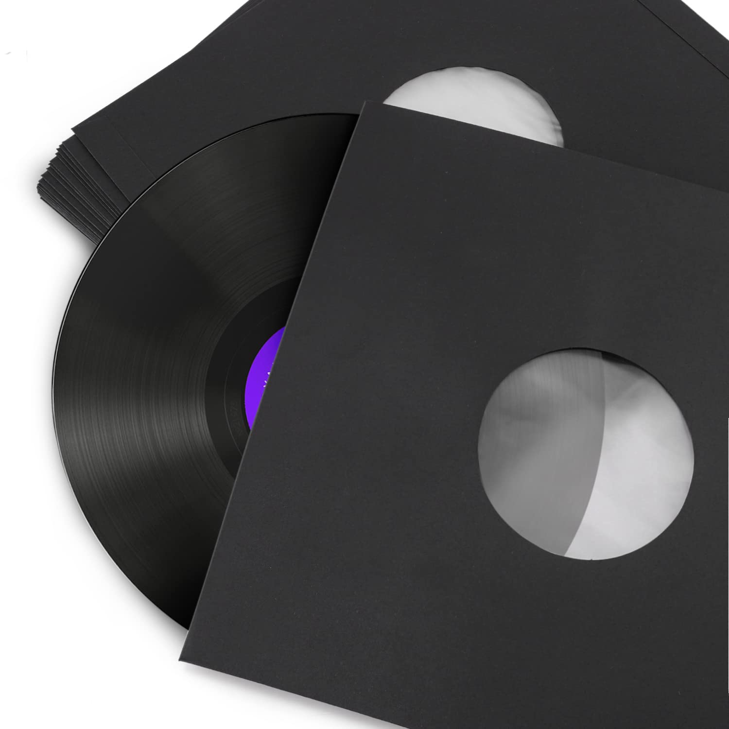 Facmogu 20PCS 7" Vinyl Record Paper & Poly Inner Sleeves, 110gsm Medium Weight Paper Sleeves for LP Vinyl Records, Album Covers LP Vinyl Jacket Covers Cardboard Record Covers for Vinyl Storage