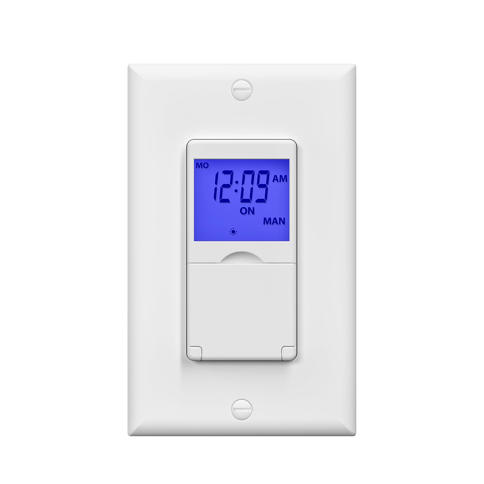 BN-LINK 7 Day Programmable in-Wall Timer Switch for Lights, Digital Light Switch Timer Indoor, Single Pole and 3 Way (Compatible with SPDT) Both Use, Neutral Wire Required, Blue Backlight, ETL Listed