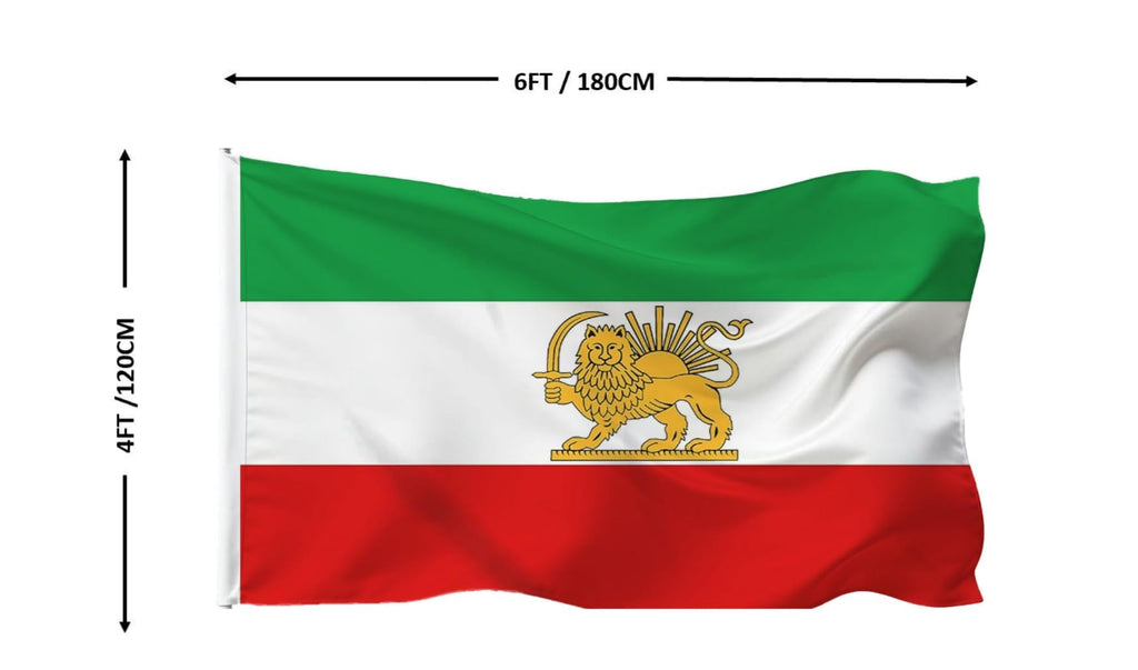 Heavy Duty Double Sided Old Iran Historic Flag 3X5FT,90X150CM Former Persia Iranian Flags with Lion Sun Banner,Strong Canvas Header, UV Resistant and Double Stitched, Brass Grommets,Suitable for Outdoor and Indoor Decro. (Old Iran, 4X6)