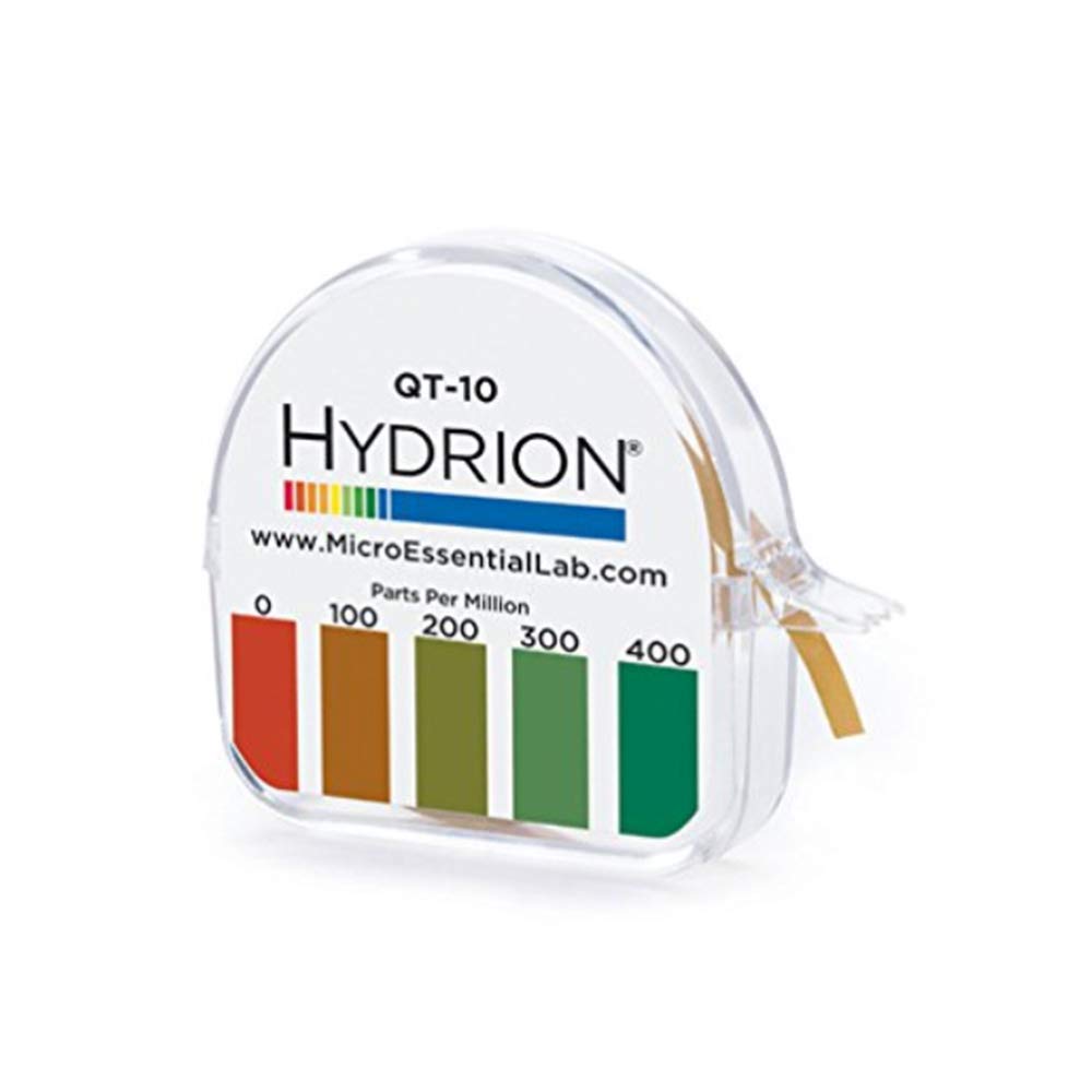 Micro Essential Lab QT-10 Plastic Hydrion Low Range Quat Check Test Paper Dispenser, Single Roll, Food Service Test Strips, 0-400ppm