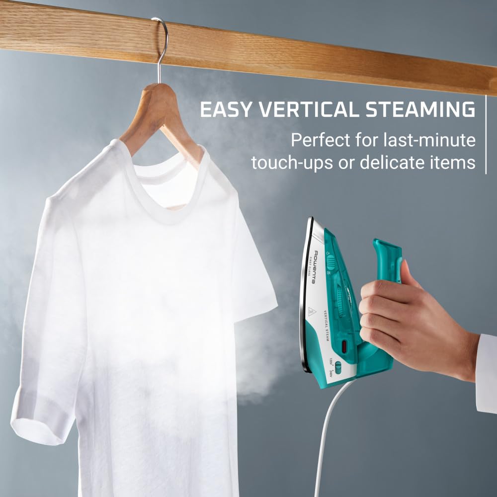 Rowenta Mini Travel Steam Iron, Compact Foldable Design, Dual Voltage (120V–240V), 65mL Water Tank, Lightweight Portable Mini Iron for Travel, Fast Heating, Vertical Steam