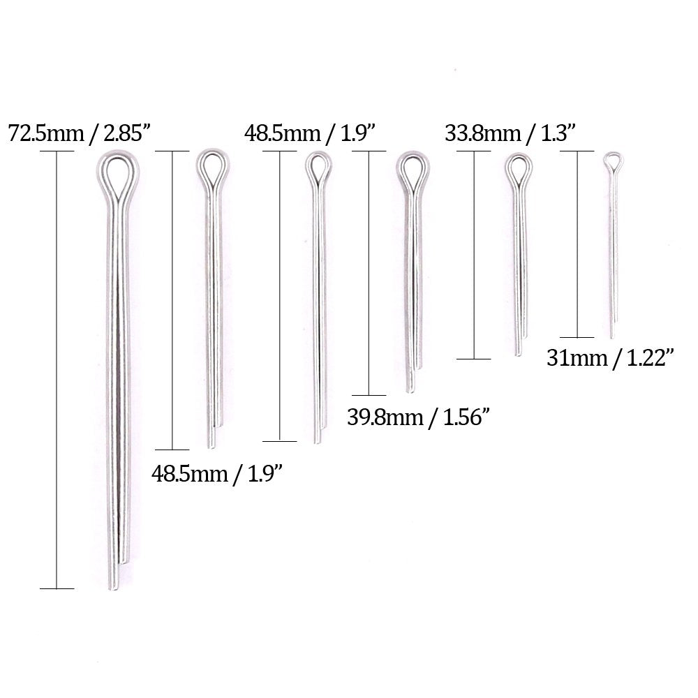 Glarks 150Pcs 304 Stainless Steel Cotter Pin Clip Key Fastner Fitting Assortment Kit