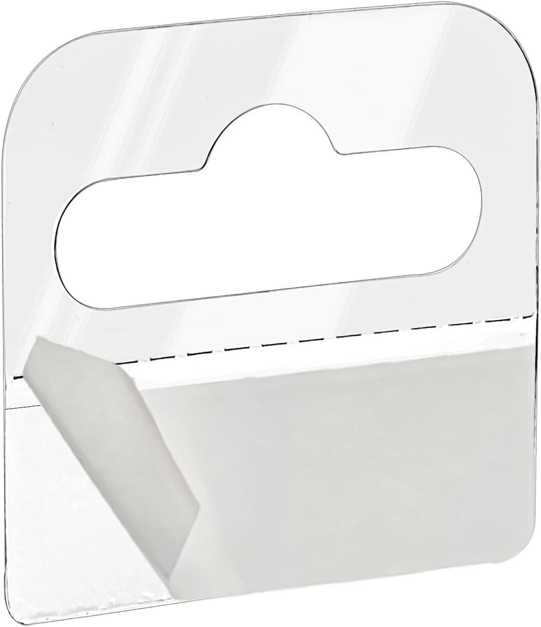 Hiceeden 800 Pcs Clear Slot Hole Hanging Tabs, 1-8/10" ×1-3/5" Plastic Self Adhesive Hanging Tags, Heavy Duty Sticky Hang Tabs Hanger for Retail Store Display