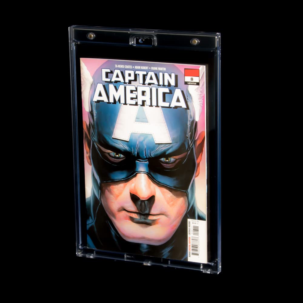 P.Y.P PROTECT YOU PLAY 2pcs Magnetic Comic Book Display Cabinets - Crystal Clear One Touch Strip Book Holder, UV Protection Comic Book Slab Protectors, Wall Mounted Frame, Fits Most