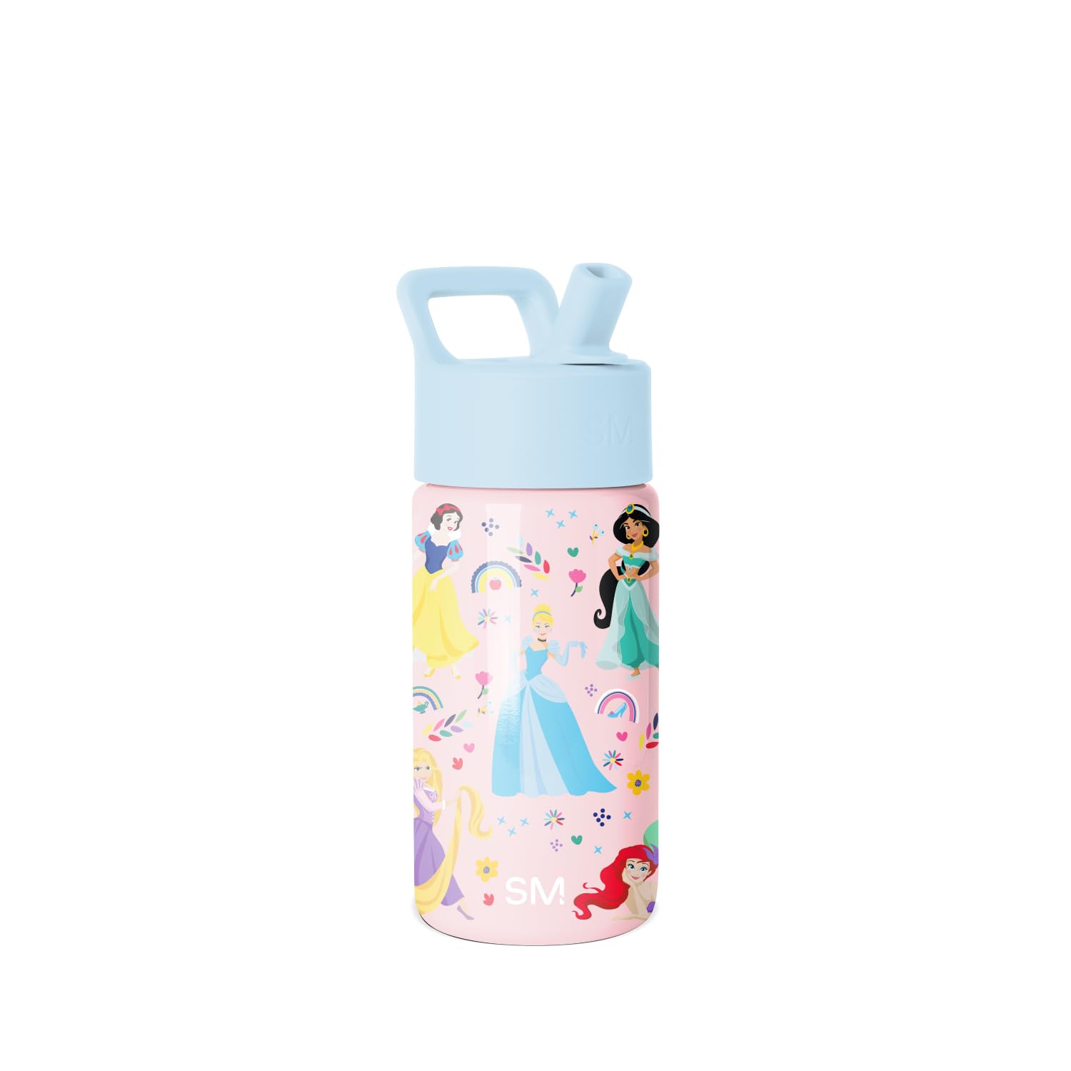 Simple Modern Disney Princesses Kids Water Bottle with Straw Lid | Reusable Insulated Stainless Steel Cup for Girls, School | Summit Collection | 14oz, Princess Rainbows